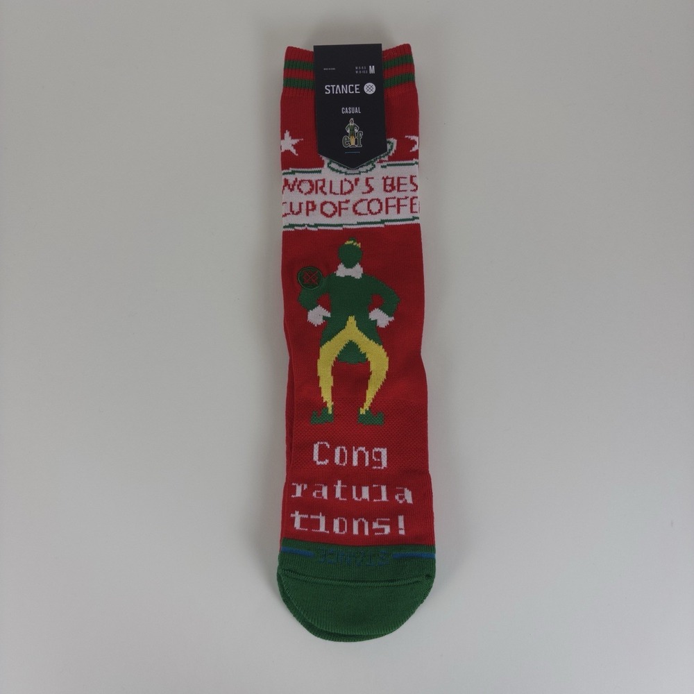 Stance Socks ELF Christmas Adult Red Crew Nylon Cushion Holiday Casual Sz M